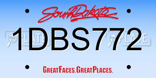 1DBS772 South Dakota License Plate