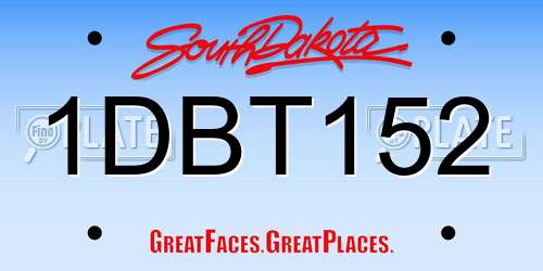 1DBT152 South Dakota License Plate