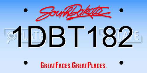 1DBT182 South Dakota License Plate
