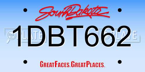 1DBT662 South Dakota License Plate