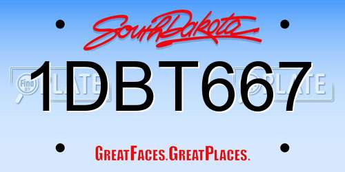 1DBT667 South Dakota License Plate