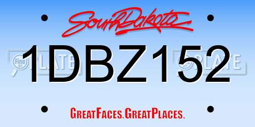1DBZ152 South Dakota License Plate