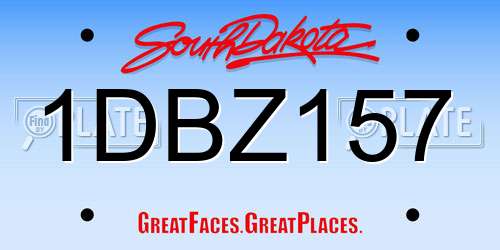 1DBZ157 South Dakota License Plate