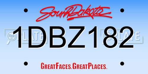 1DBZ182 South Dakota License Plate