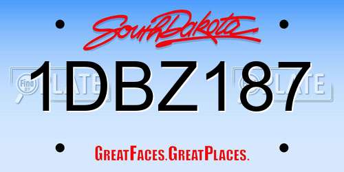 1DBZ187 South Dakota License Plate