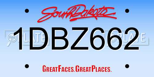 1DBZ662 South Dakota License Plate