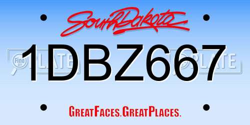 1DBZ667 South Dakota License Plate