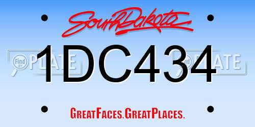 1DC434 South Dakota License Plate