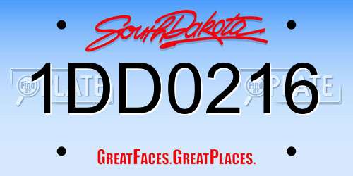 1DD0216 South Dakota License Plate