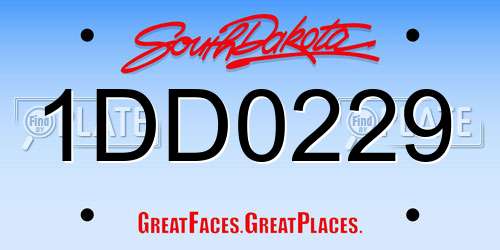 1DD0229 South Dakota License Plate