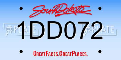 1DD072 South Dakota License Plate