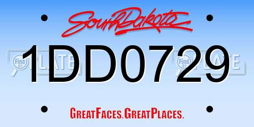 1DD0729 South Dakota License Plate
