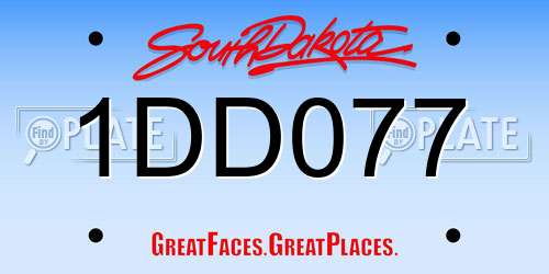 1DD077 South Dakota License Plate