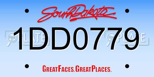 1DD0779 South Dakota License Plate