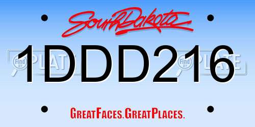1DDD216 South Dakota License Plate