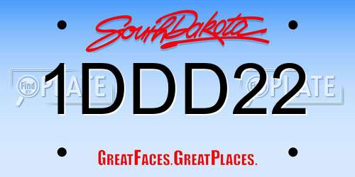 1DDD22 South Dakota License Plate
