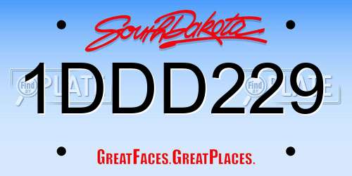 1DDD229 South Dakota License Plate