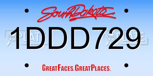 1DDD729 South Dakota License Plate