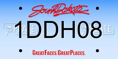 1DDH08 South Dakota License Plate