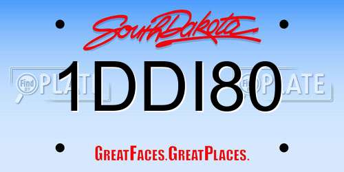 1DDI80 South Dakota License Plate