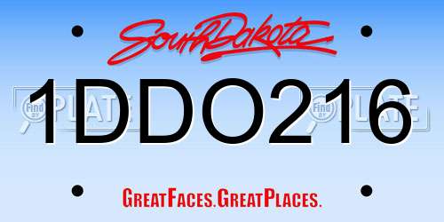 1DDO216 South Dakota License Plate