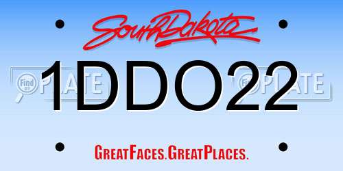 1DDO22 South Dakota License Plate