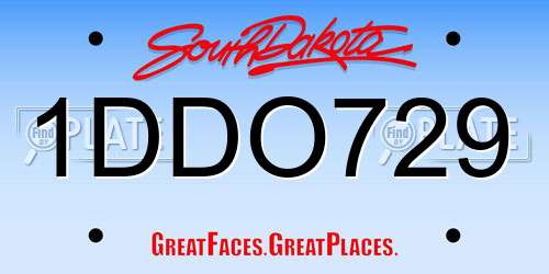1DDO729 South Dakota License Plate