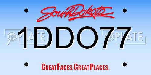 1DDO77 South Dakota License Plate