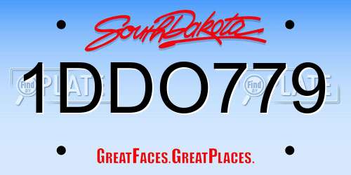 1DDO779 South Dakota License Plate