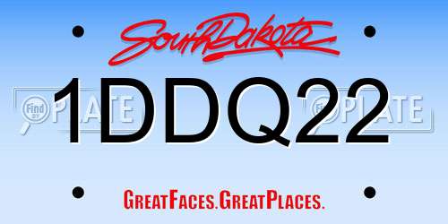 1DDQ22 South Dakota License Plate