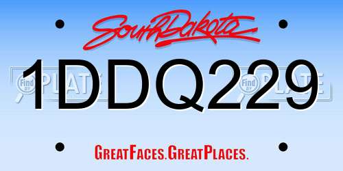 1DDQ229 South Dakota License Plate