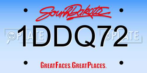 1DDQ72 South Dakota License Plate