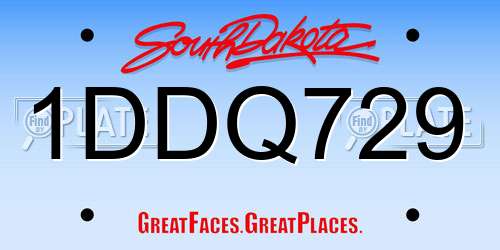 1DDQ729 South Dakota License Plate