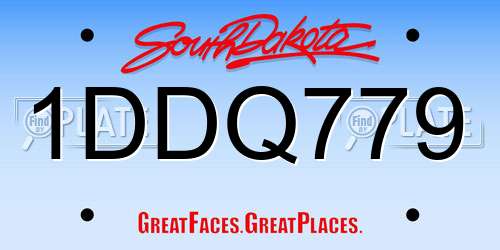 1DDQ779 South Dakota License Plate