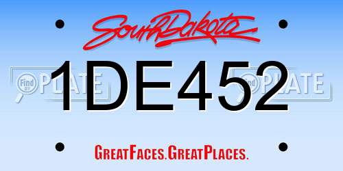 1DE452 South Dakota License Plate