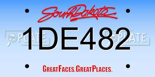 1DE482 South Dakota License Plate
