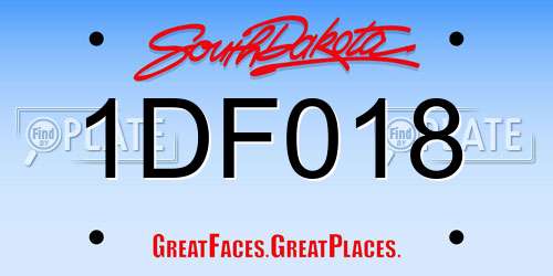 1DF018 South Dakota License Plate