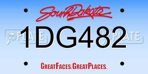 1DG482 South Dakota License Plate