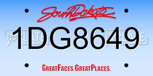 1DG8649 South Dakota License Plate
