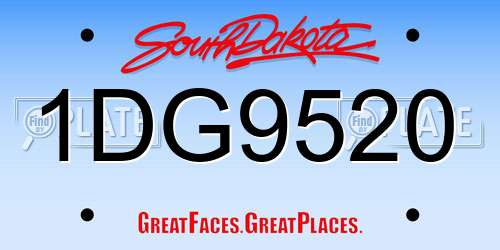 1DG9520 South Dakota License Plate