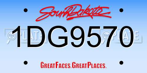 1DG9570 South Dakota License Plate
