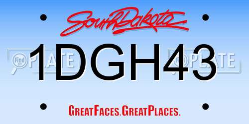1DGH43 South Dakota License Plate