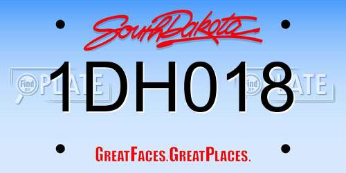 1DH018 South Dakota License Plate