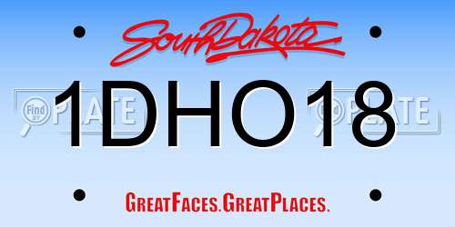 1DHO18 South Dakota License Plate