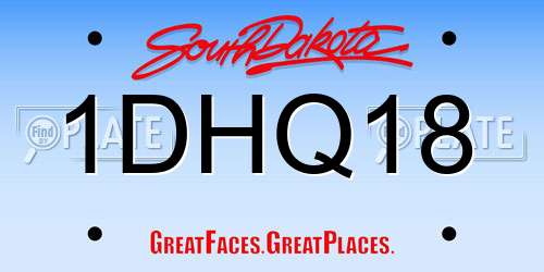 1DHQ18 South Dakota License Plate