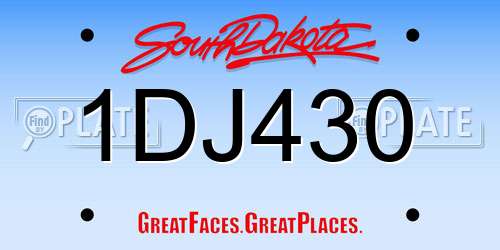 1DJ430 South Dakota License Plate