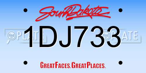 1DJ733 South Dakota License Plate