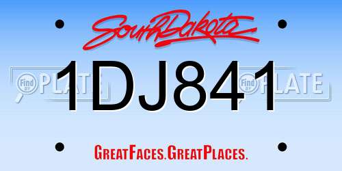 1DJ841 South Dakota License Plate