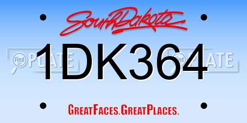 1DK364 South Dakota License Plate