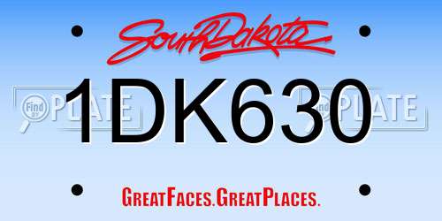 1DK630 South Dakota License Plate